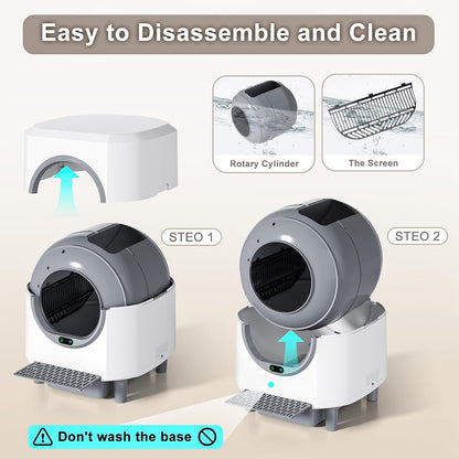Automatic Cat Litter Tray Self-Cleaning Litter Box Hooded , 90L