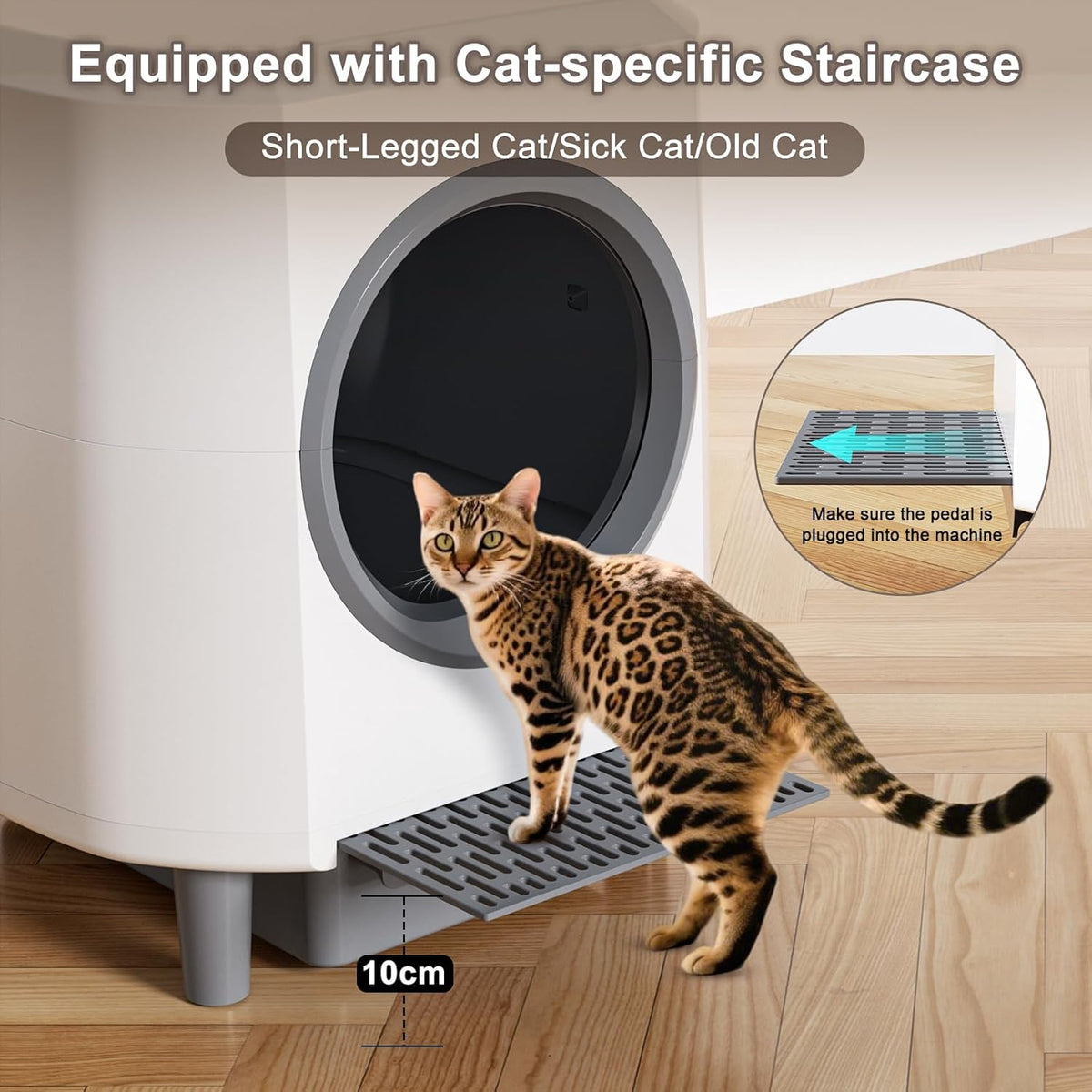 Automatic Cat Litter Tray Self-Cleaning Litter Box Hooded , 90L